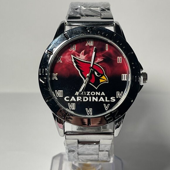 Arizona Cardinals NFL Team Logo Men's Stainless-Steel Silver Watch NEW - Picture 8 of 9